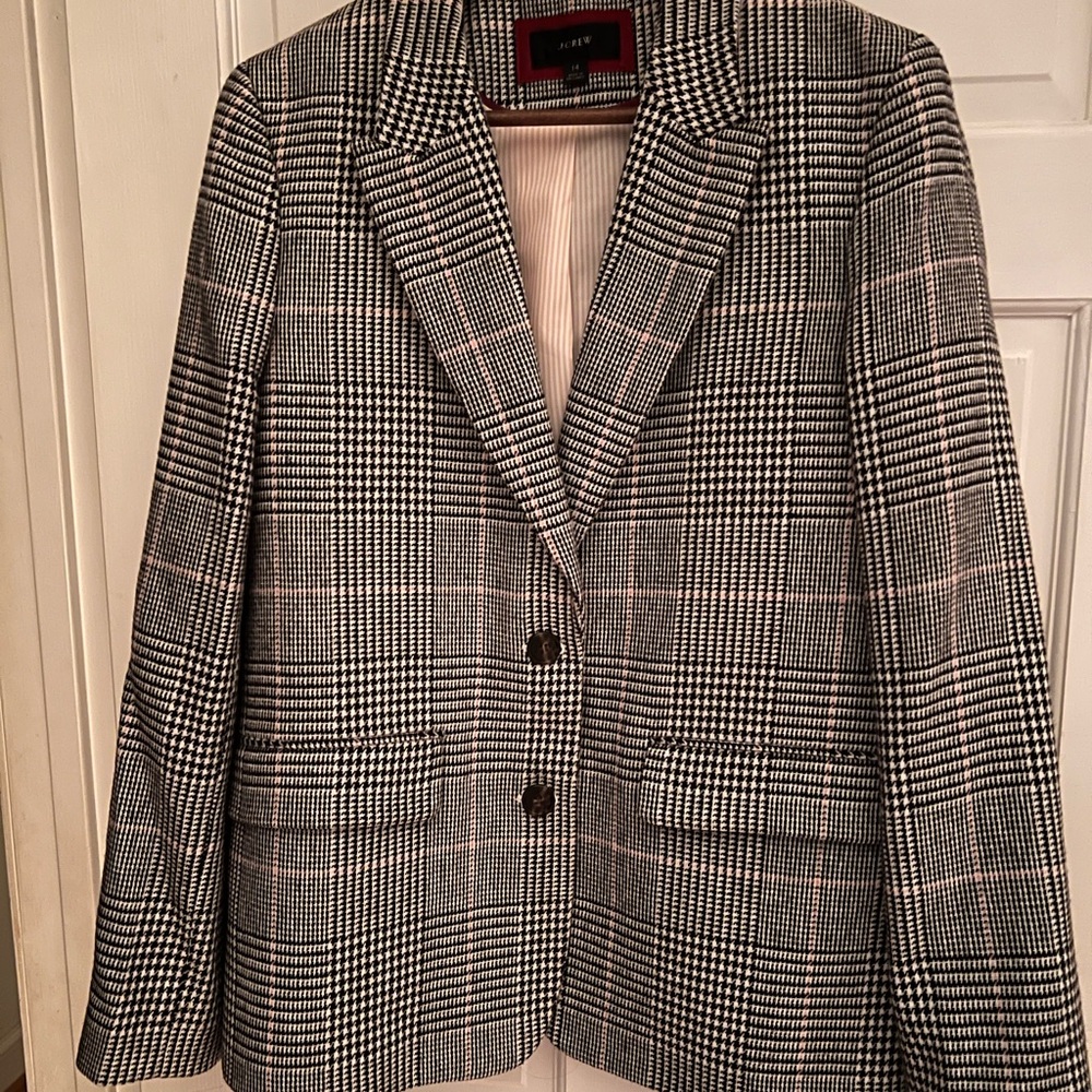 J. Crew Black and White Plaid Blazer